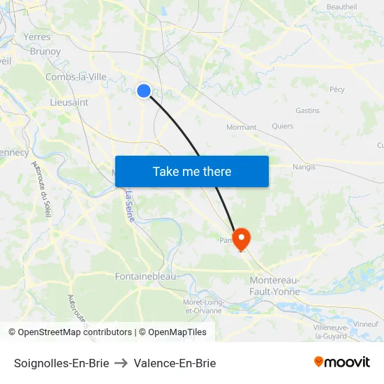 Soignolles-En-Brie to Valence-En-Brie map