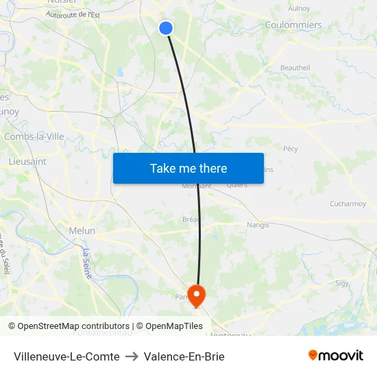 Villeneuve-Le-Comte to Valence-En-Brie map