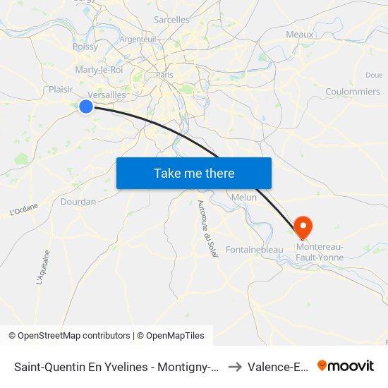 Saint-Quentin En Yvelines - Montigny-Le-Bretonneux to Valence-En-Brie map