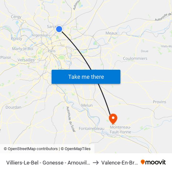 Villiers-Le-Bel - Gonesse - Arnouville to Valence-En-Brie map