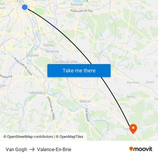Van Gogh to Valence-En-Brie map