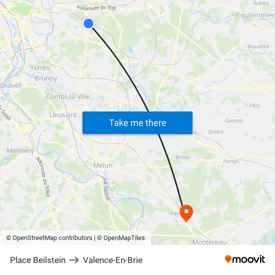 Place Beilstein to Valence-En-Brie map