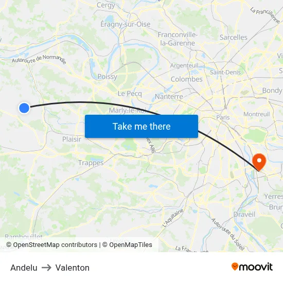 Andelu to Valenton map