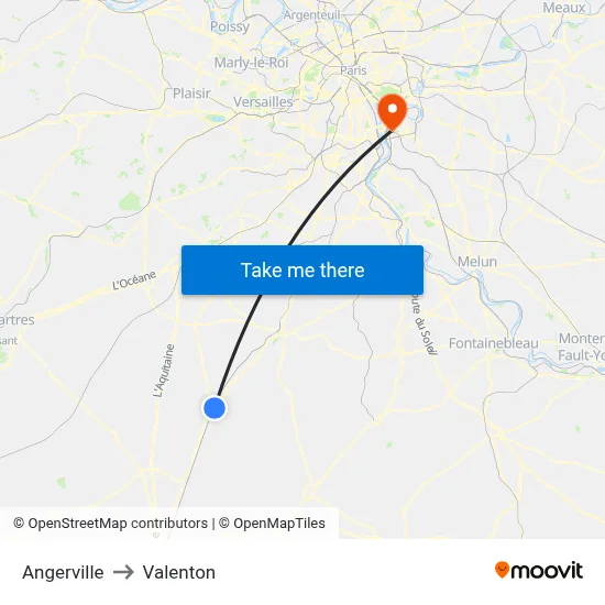 Angerville to Valenton map