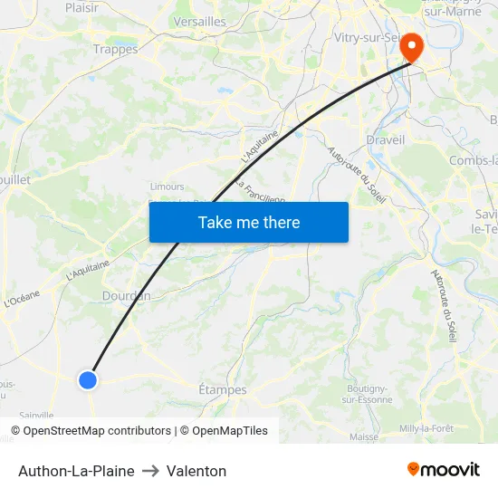 Authon-La-Plaine to Valenton map