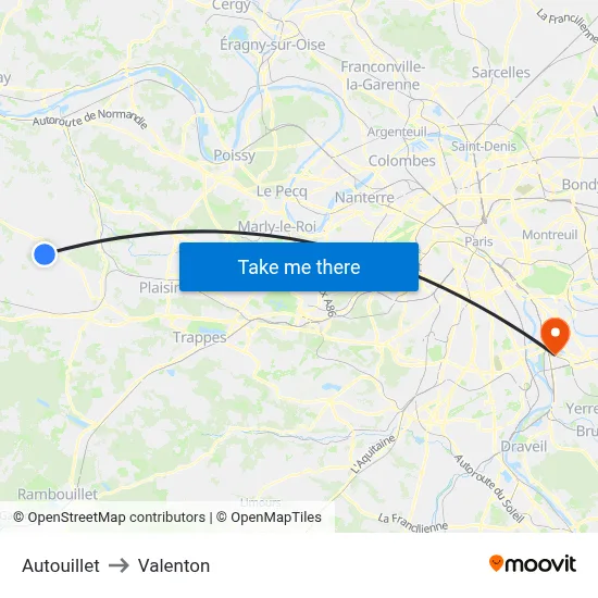 Autouillet to Valenton map