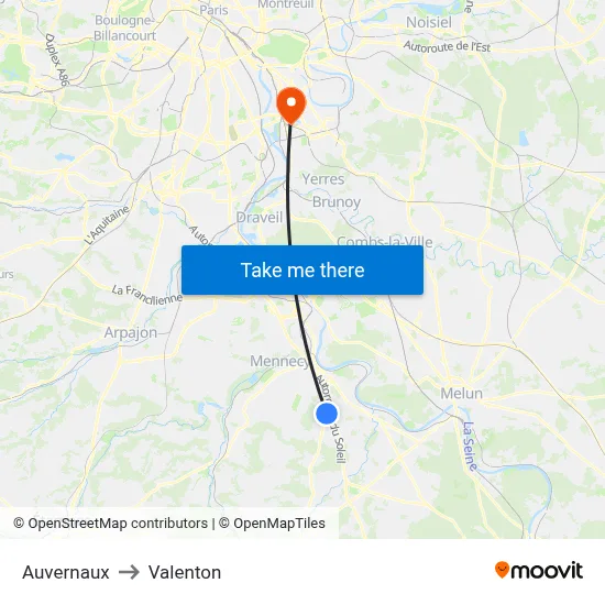 Auvernaux to Valenton map