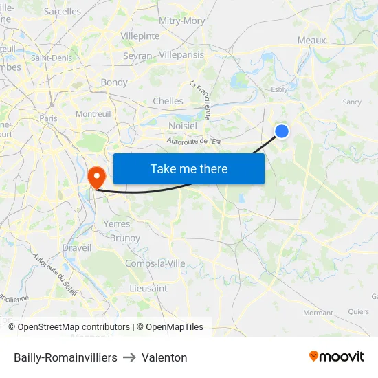Bailly-Romainvilliers to Valenton map
