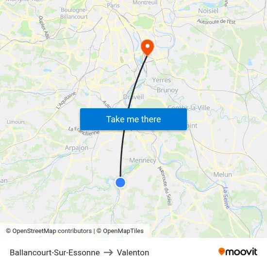 Ballancourt-Sur-Essonne to Valenton map