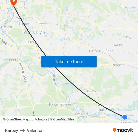 Barbey to Valenton map