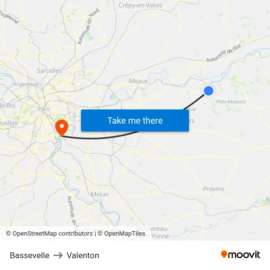 Bassevelle to Valenton map