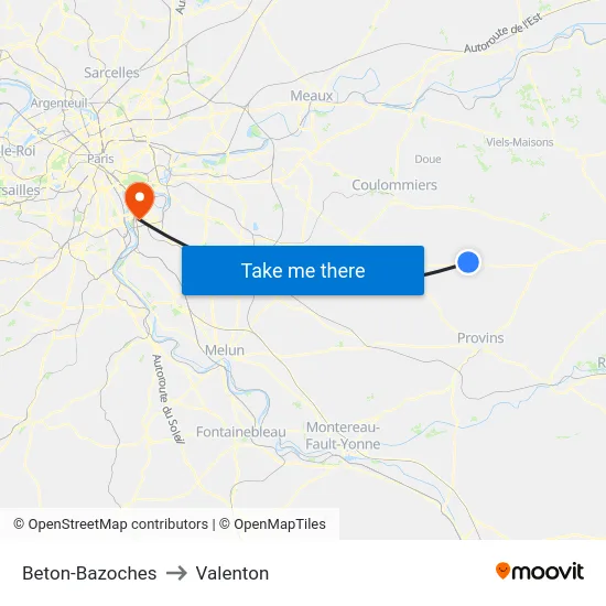 Beton-Bazoches to Valenton map