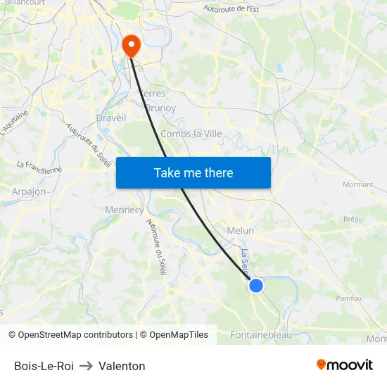 Bois-Le-Roi to Valenton map