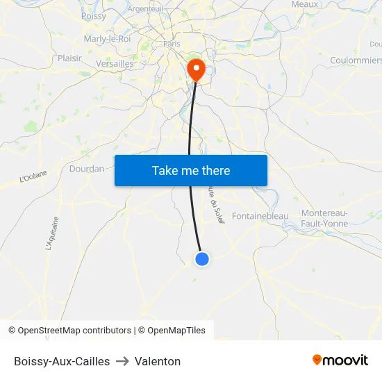 Boissy-Aux-Cailles to Valenton map