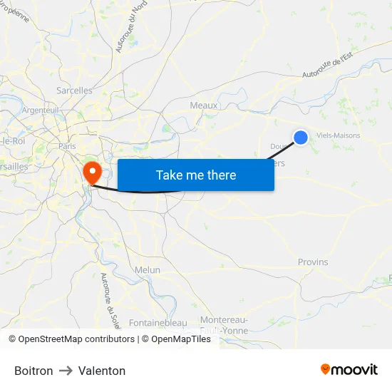 Boitron to Valenton map