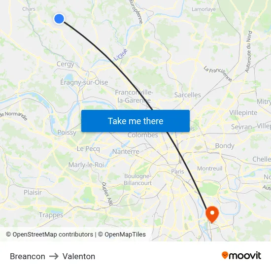 Breancon to Valenton map