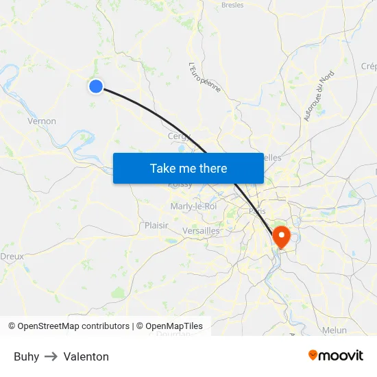 Buhy to Valenton map