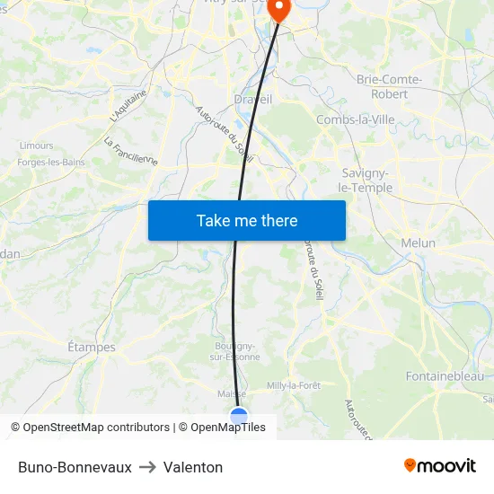 Buno-Bonnevaux to Valenton map