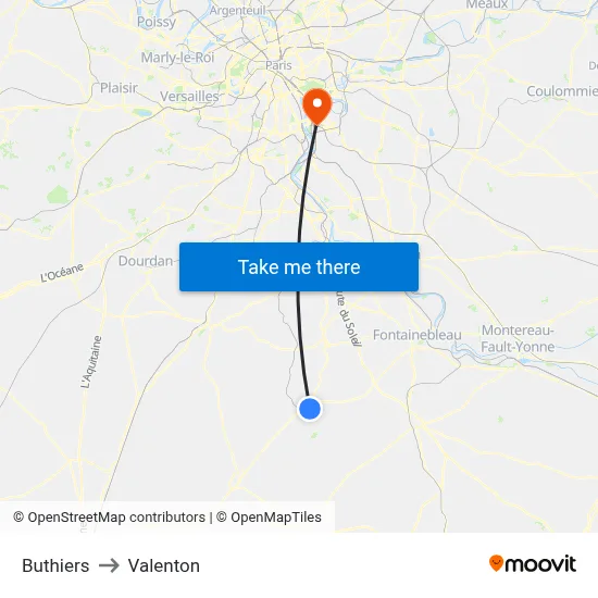 Buthiers to Valenton map