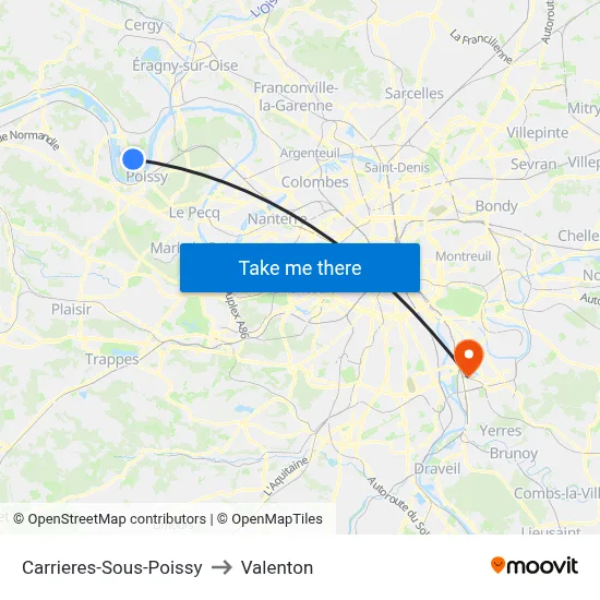 Carrieres-Sous-Poissy to Valenton map