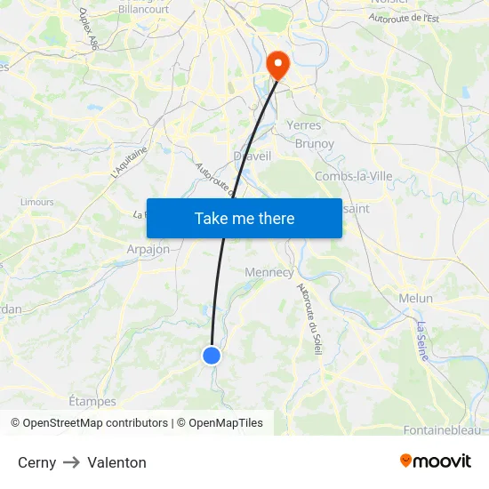 Cerny to Valenton map