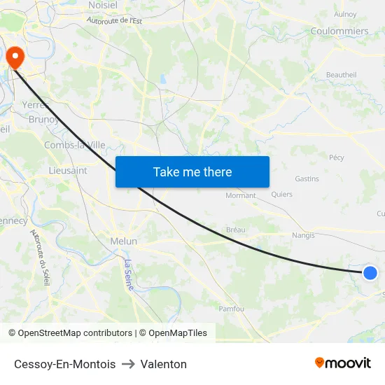 Cessoy-En-Montois to Valenton map