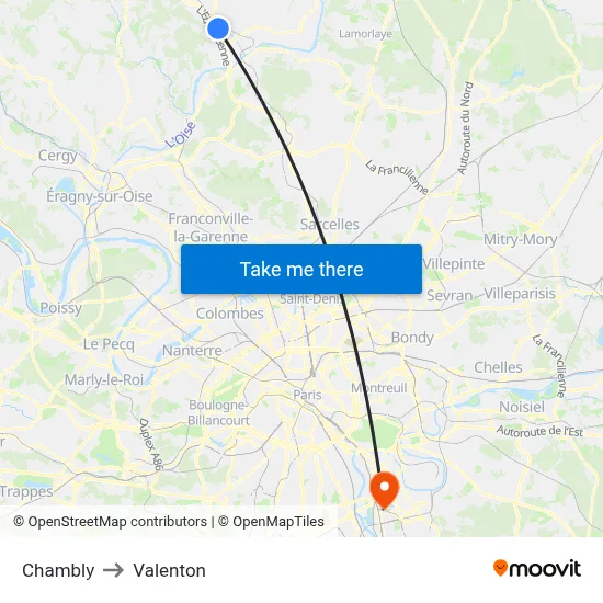 Chambly to Valenton map