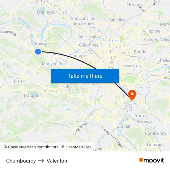 Chambourcy to Valenton map