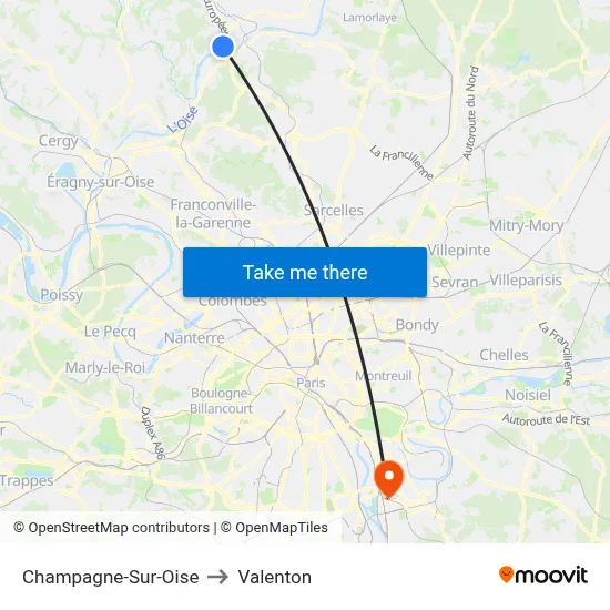 Champagne-Sur-Oise to Valenton map