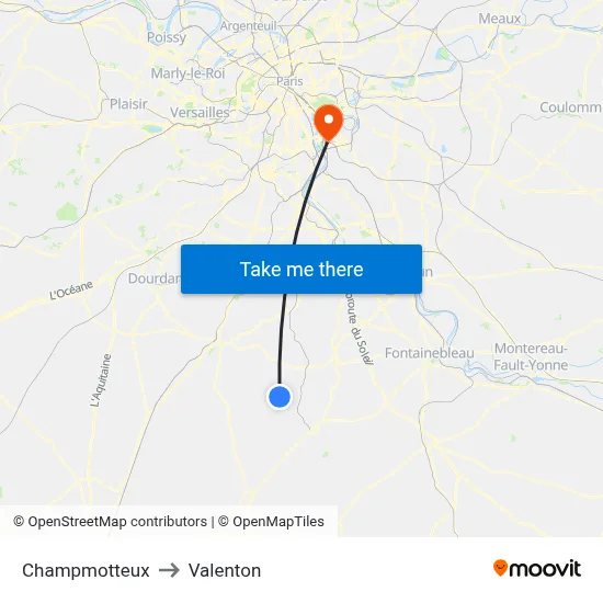 Champmotteux to Valenton map