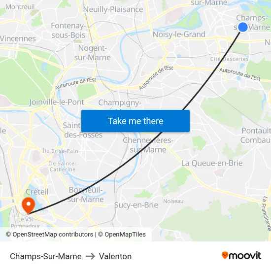 Champs-Sur-Marne to Valenton map
