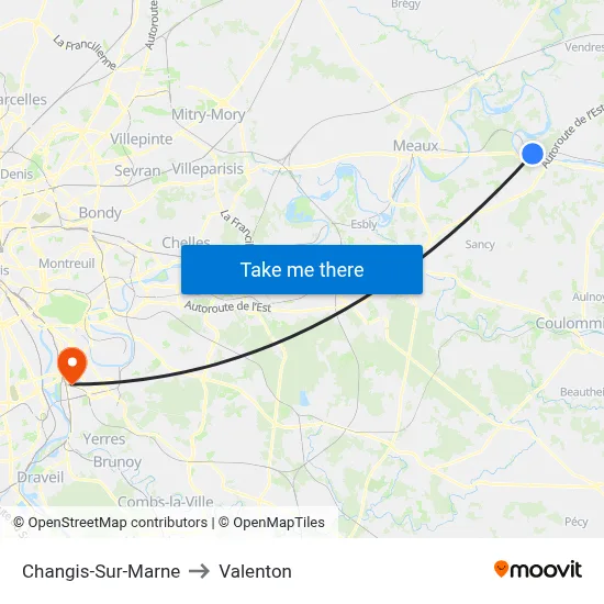 Changis-Sur-Marne to Valenton map
