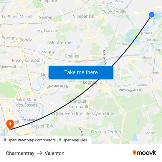 Charmentray to Valenton map
