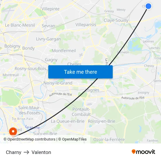 Charny to Valenton map