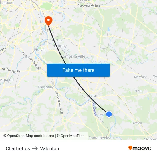 Chartrettes to Valenton map