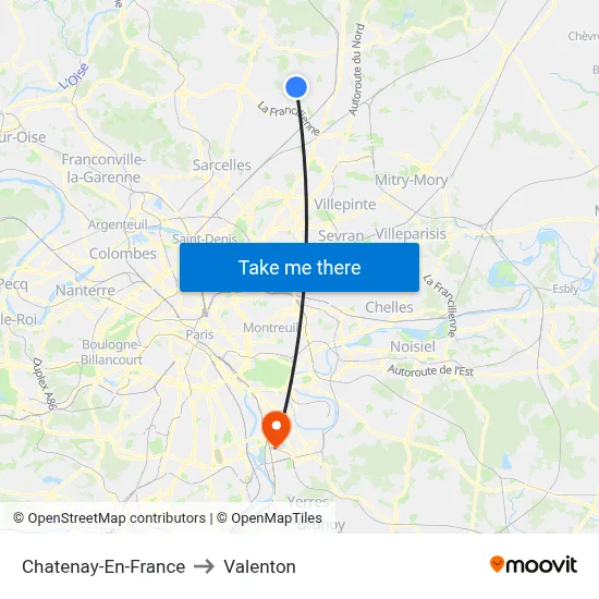 Chatenay-En-France to Valenton map