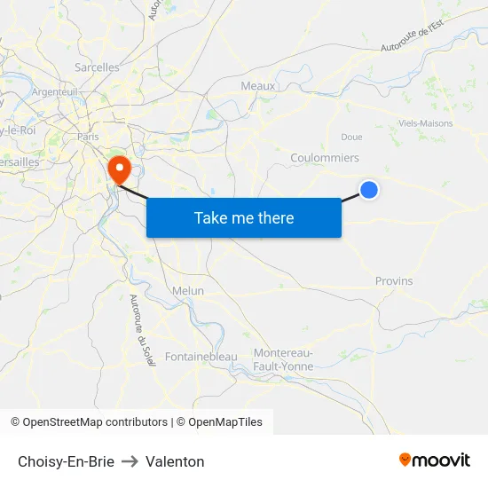 Choisy-En-Brie to Valenton map