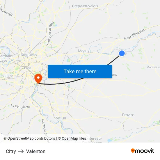 Citry to Valenton map