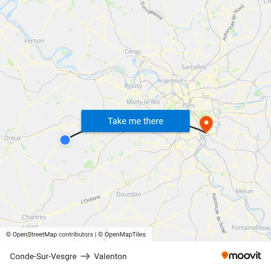 Conde-Sur-Vesgre to Valenton map