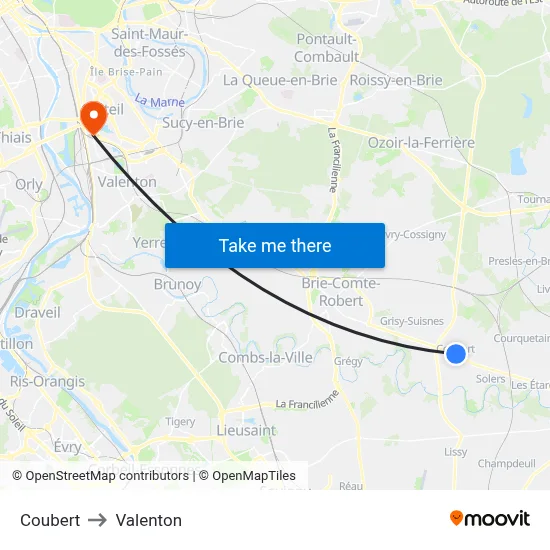 Coubert to Valenton map