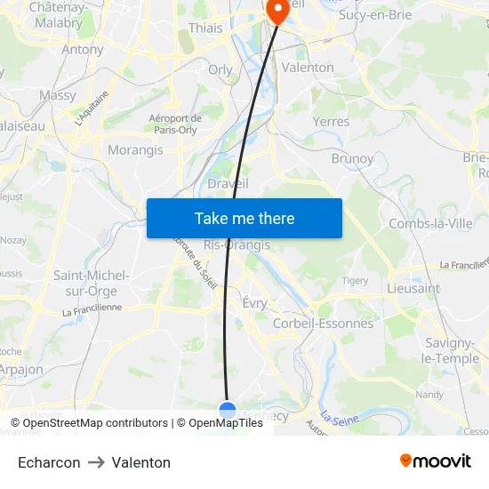 Echarcon to Valenton map