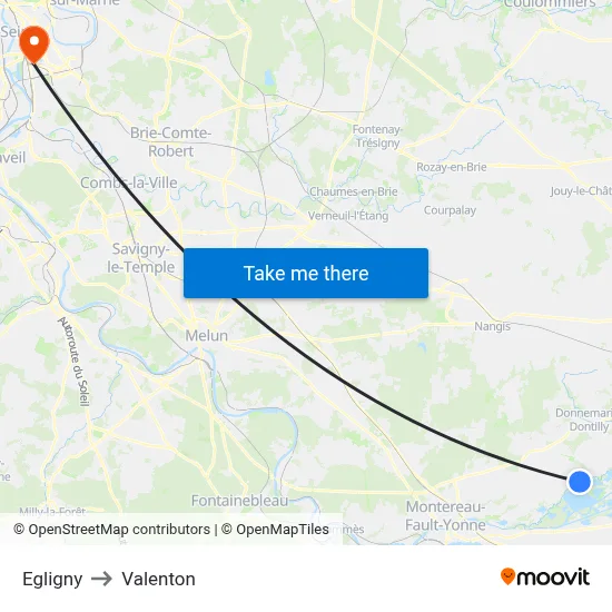 Egligny to Valenton map