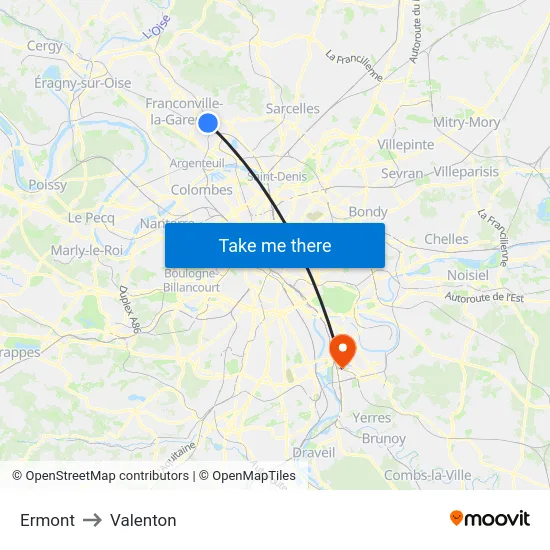Ermont to Valenton map