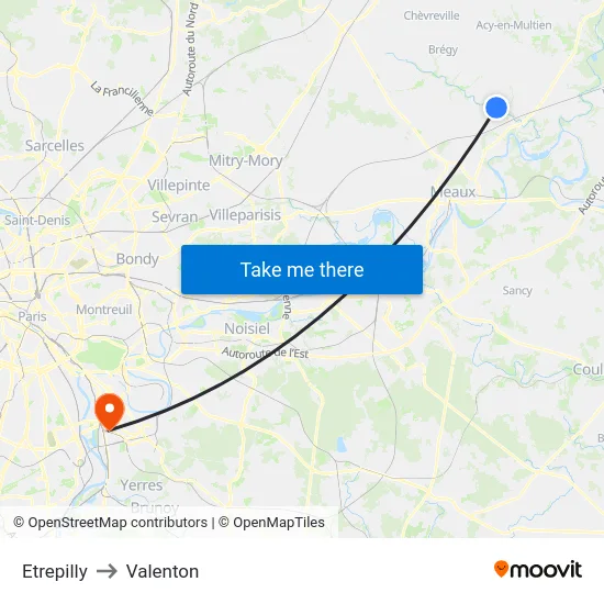 Etrepilly to Valenton map
