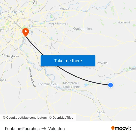 Fontaine-Fourches to Valenton map