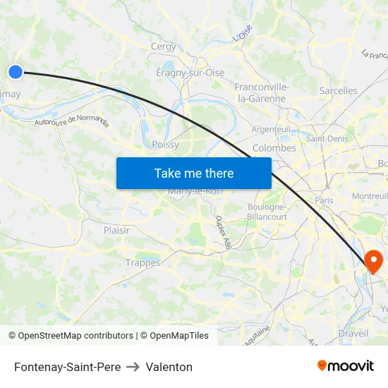 Fontenay-Saint-Pere to Valenton map