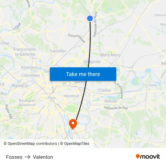 Fosses to Valenton map