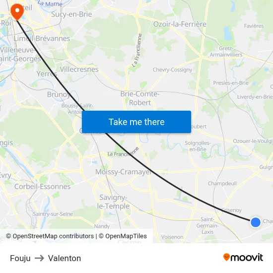 Fouju to Valenton map