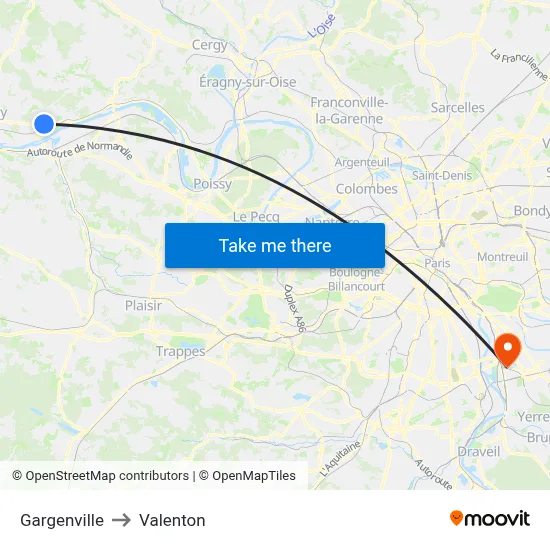 Gargenville to Valenton map