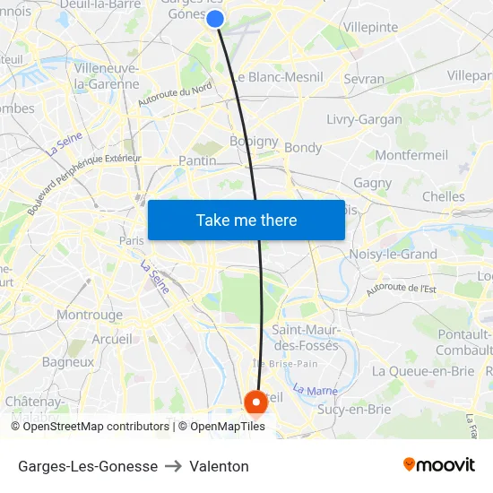 Garges-Les-Gonesse to Valenton map